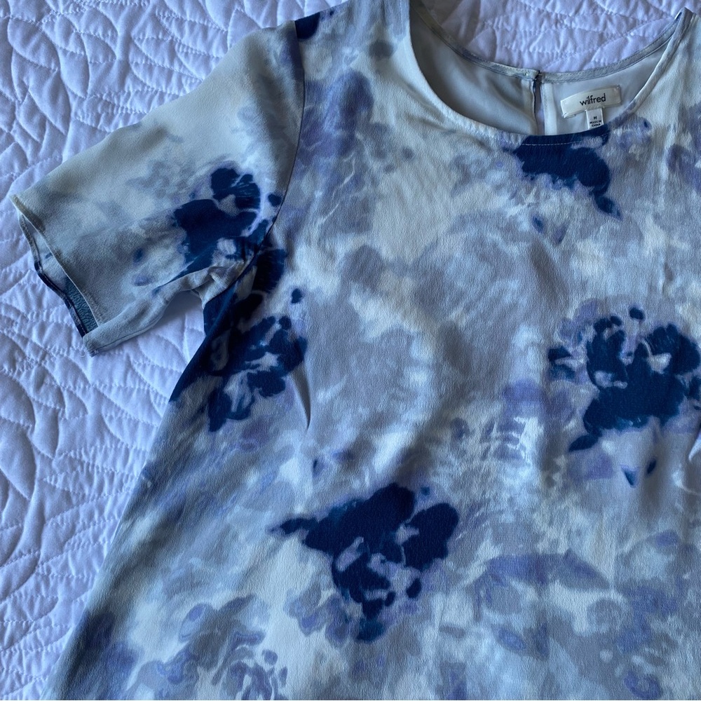 Wilfred Aritzia Short Sleeve Grey Blue White Ice Dye T-Shirt Dress - Picture 6 of 8